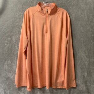 Croft & Barrow Performance 1/4 Zip Long Sleeve Top XXL Peach Stripe Athleisure